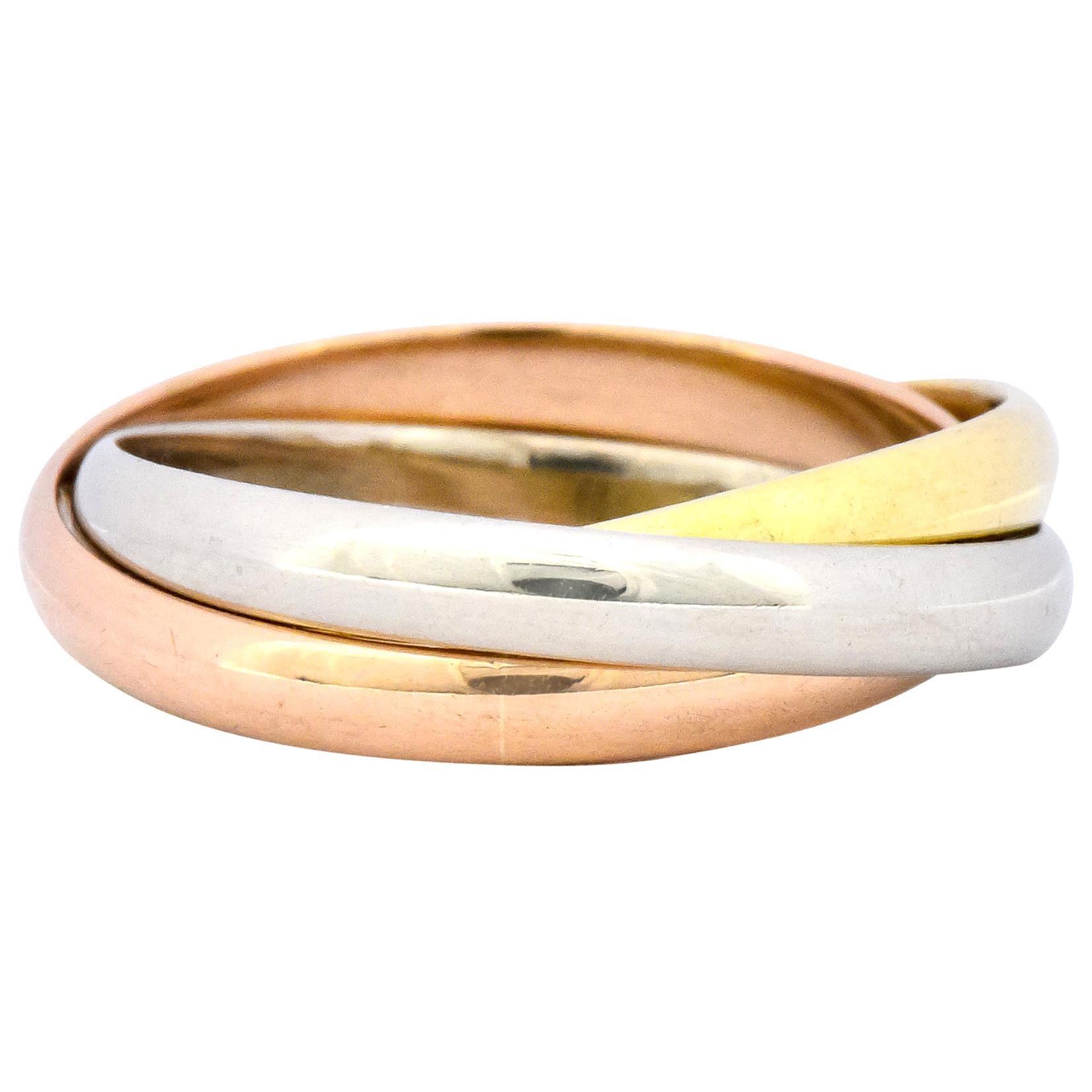 Cartier 18 Karat Tri-Colored Gold Unisex Trinity Band Ring