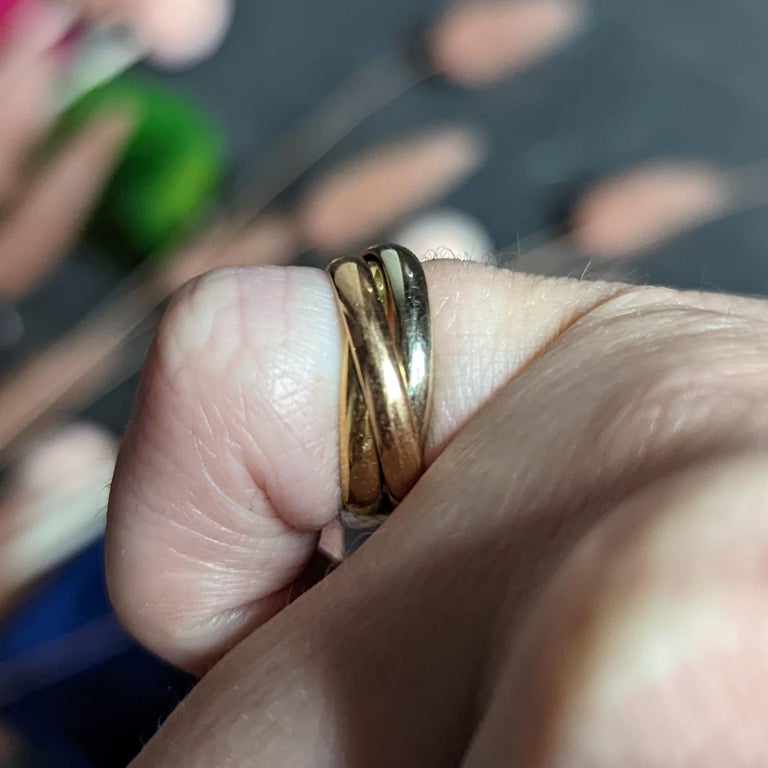 Cartier 18 Karat Tri Colored Gold Unisex Trinity Rolling Pinky Ring