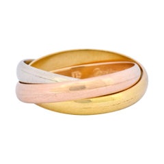 Cartier 18 Karat Tri-Colored Gold Unisex Trinity Rolling Pinky Ring