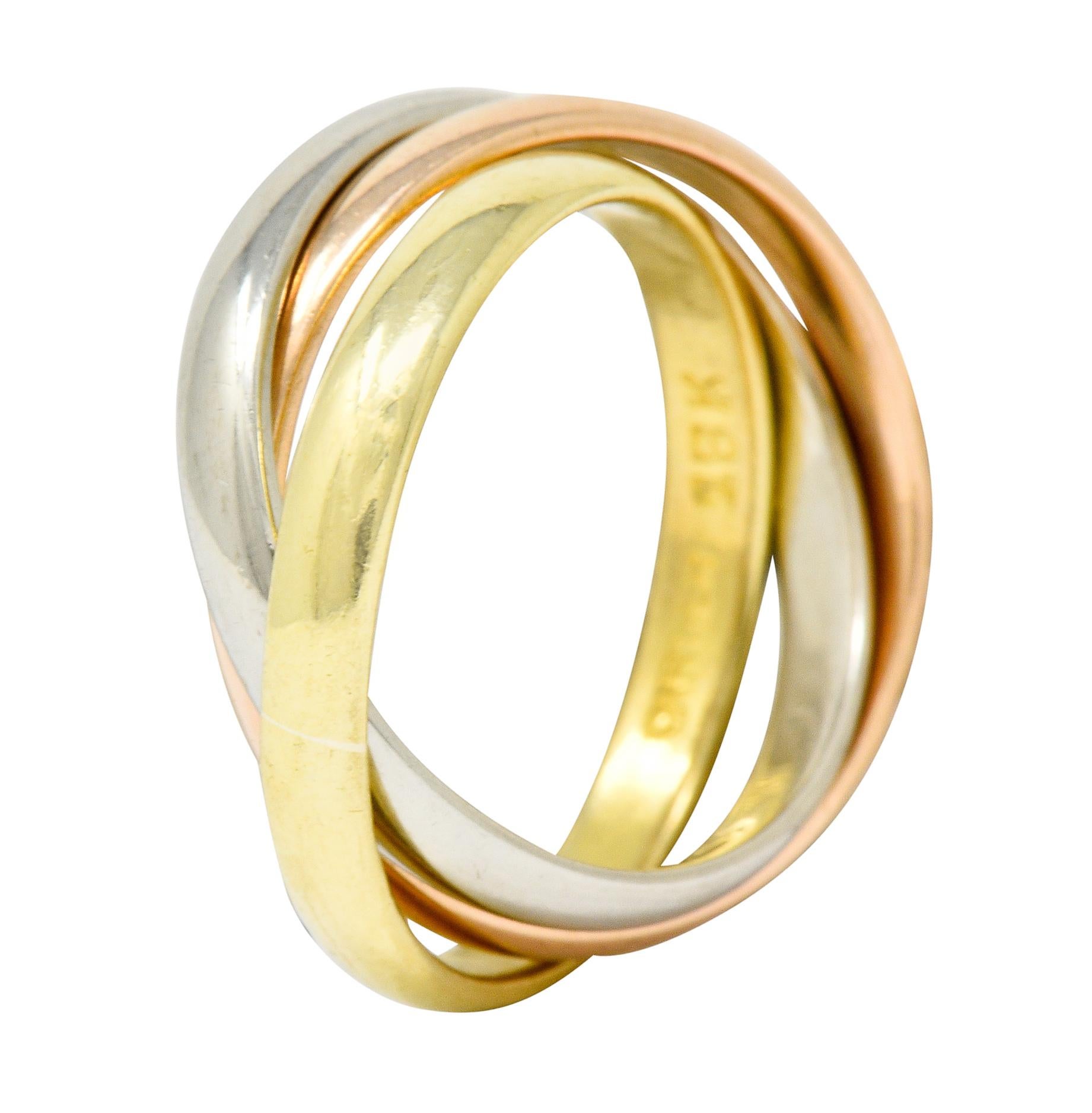 Cartier 18 Karat Tri-Colored Gold Unisex Trinity Rolling Ring 1