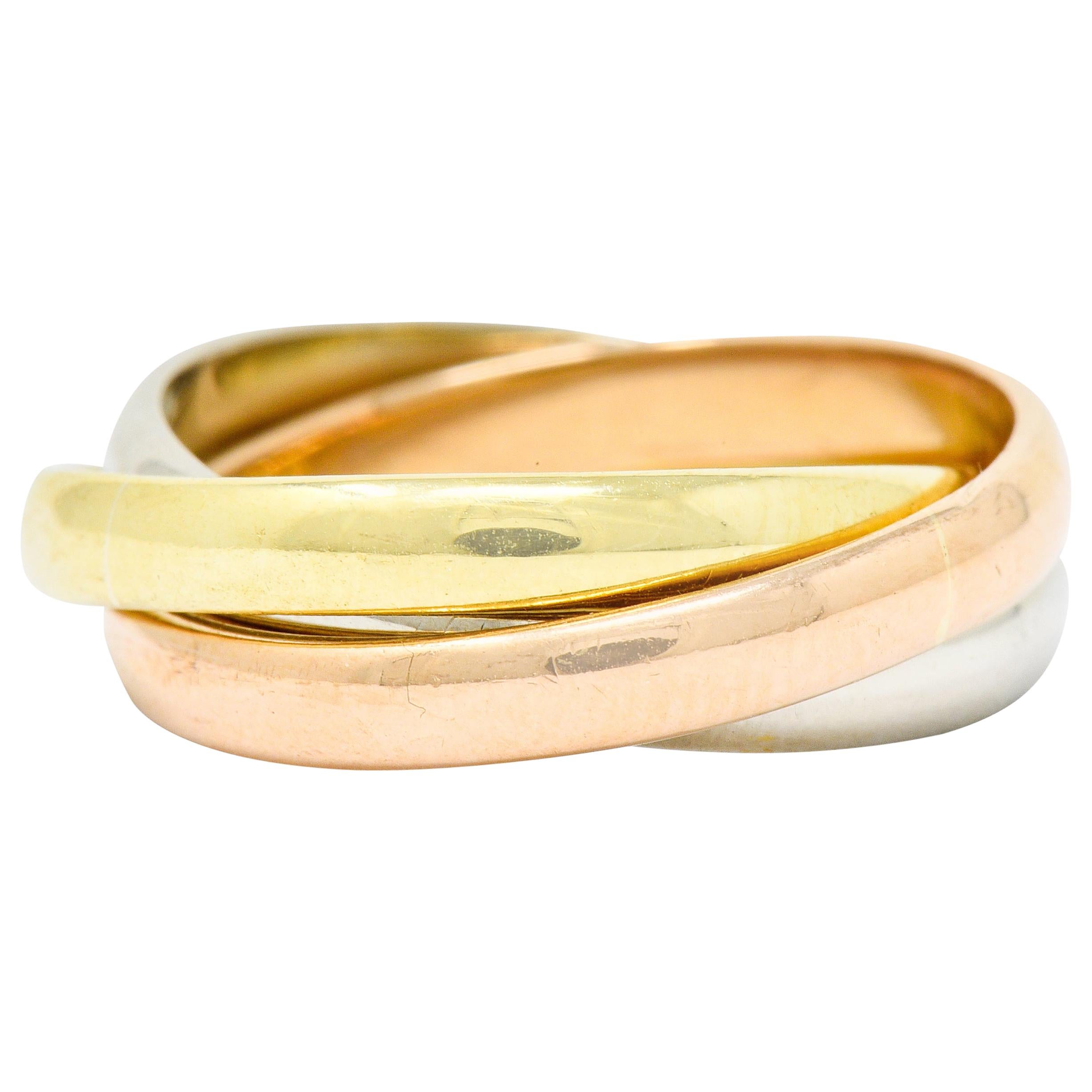Cartier 18 Karat Tri-Colored Gold Unisex Trinity Rolling Ring