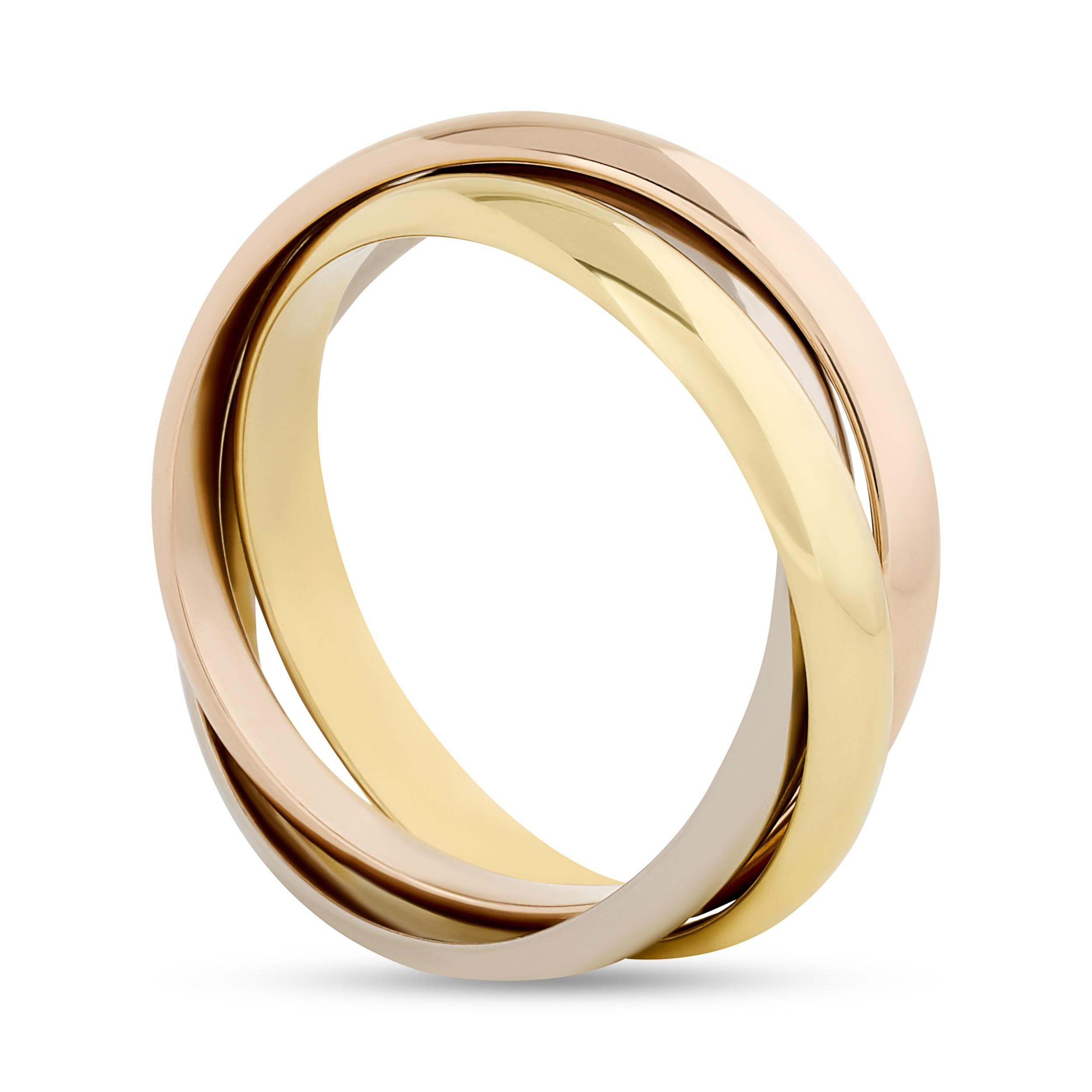 Women's Cartier 18 Karat Tri-Gold Rolling Band Ring For Sale