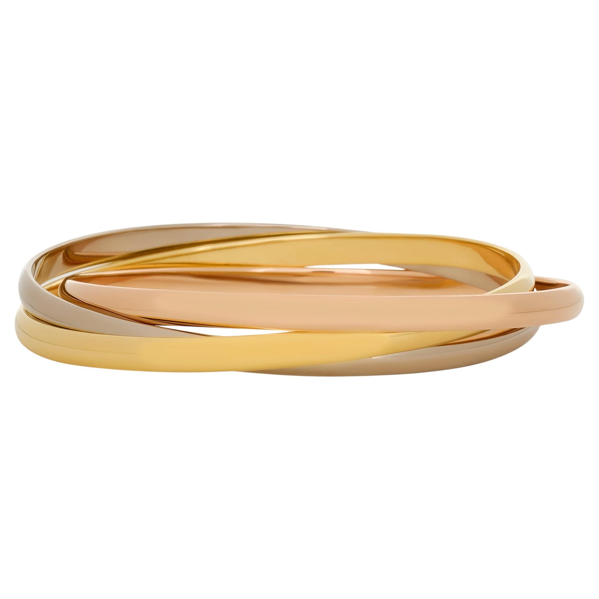 Cartier 18 Karat Tri-Gold Trinity Rolling Bangle Bracelet
