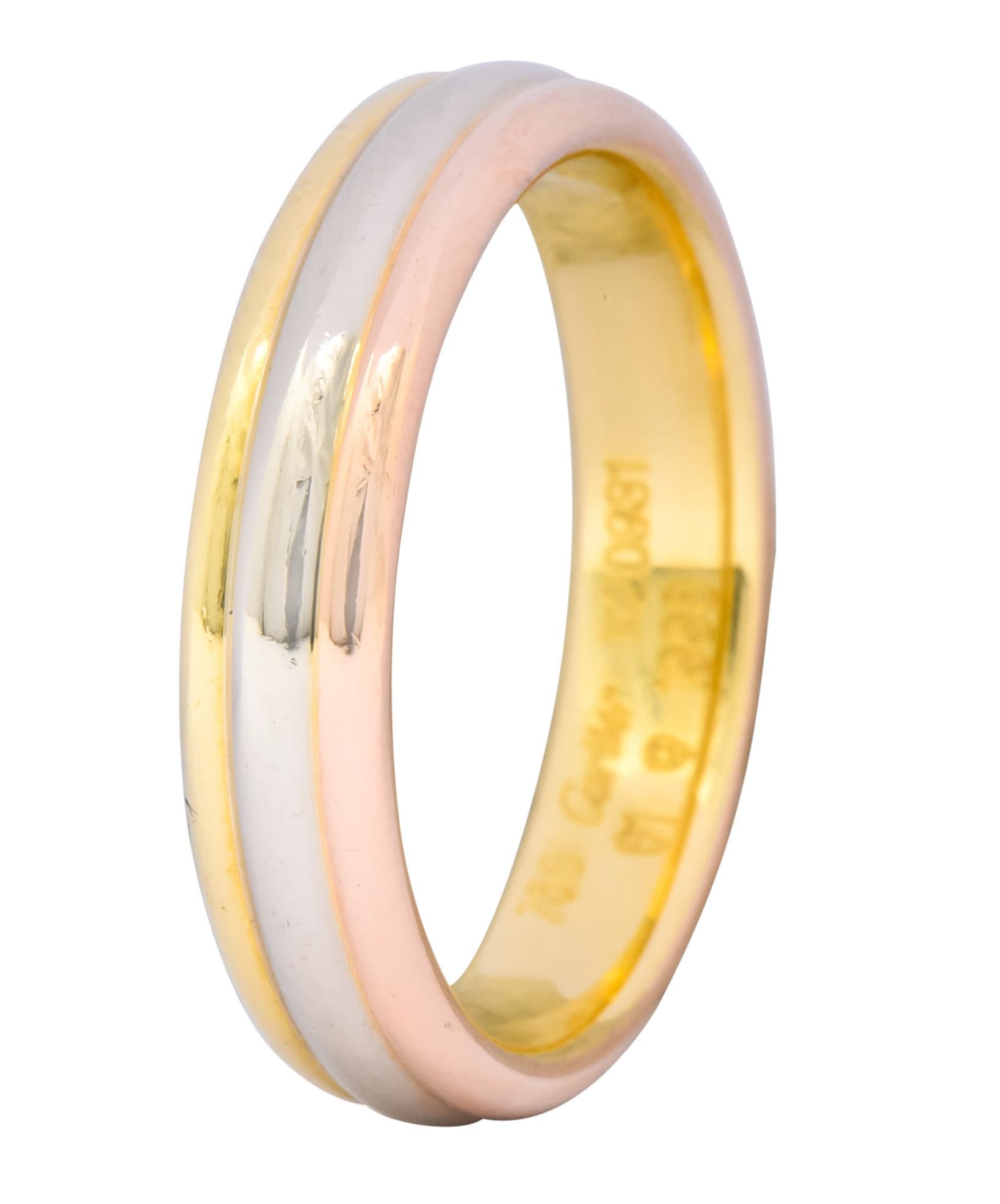Cartier 18 Karat Tri-Gold Unisex Trinity Band Ring In Excellent Condition In Philadelphia, PA