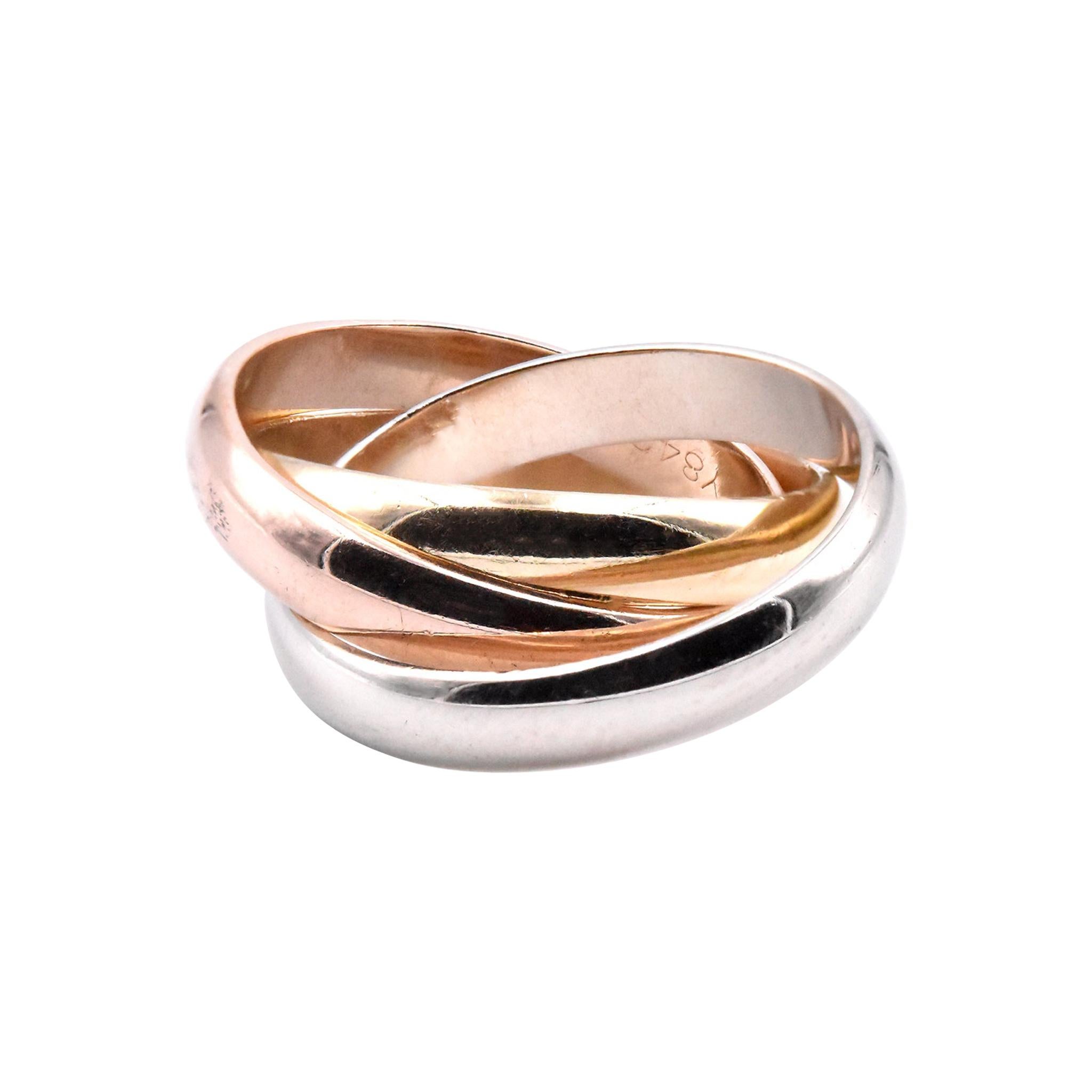 Cartier 18 Karat Tri Tone Gold Rolling Ring