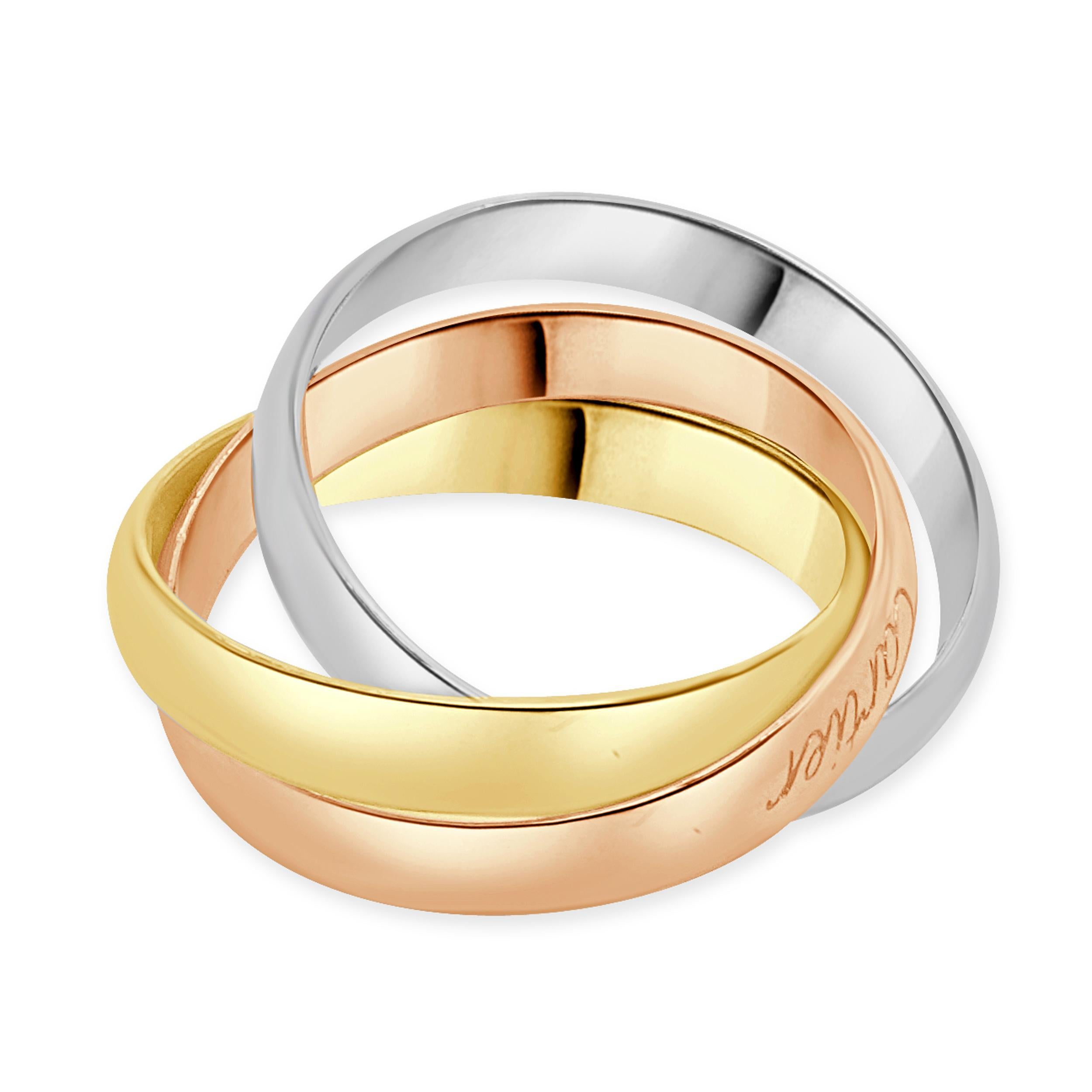 Cartier 18 Karat Tri-Tone Gold Trinity Ring In Excellent Condition In Scottsdale, AZ