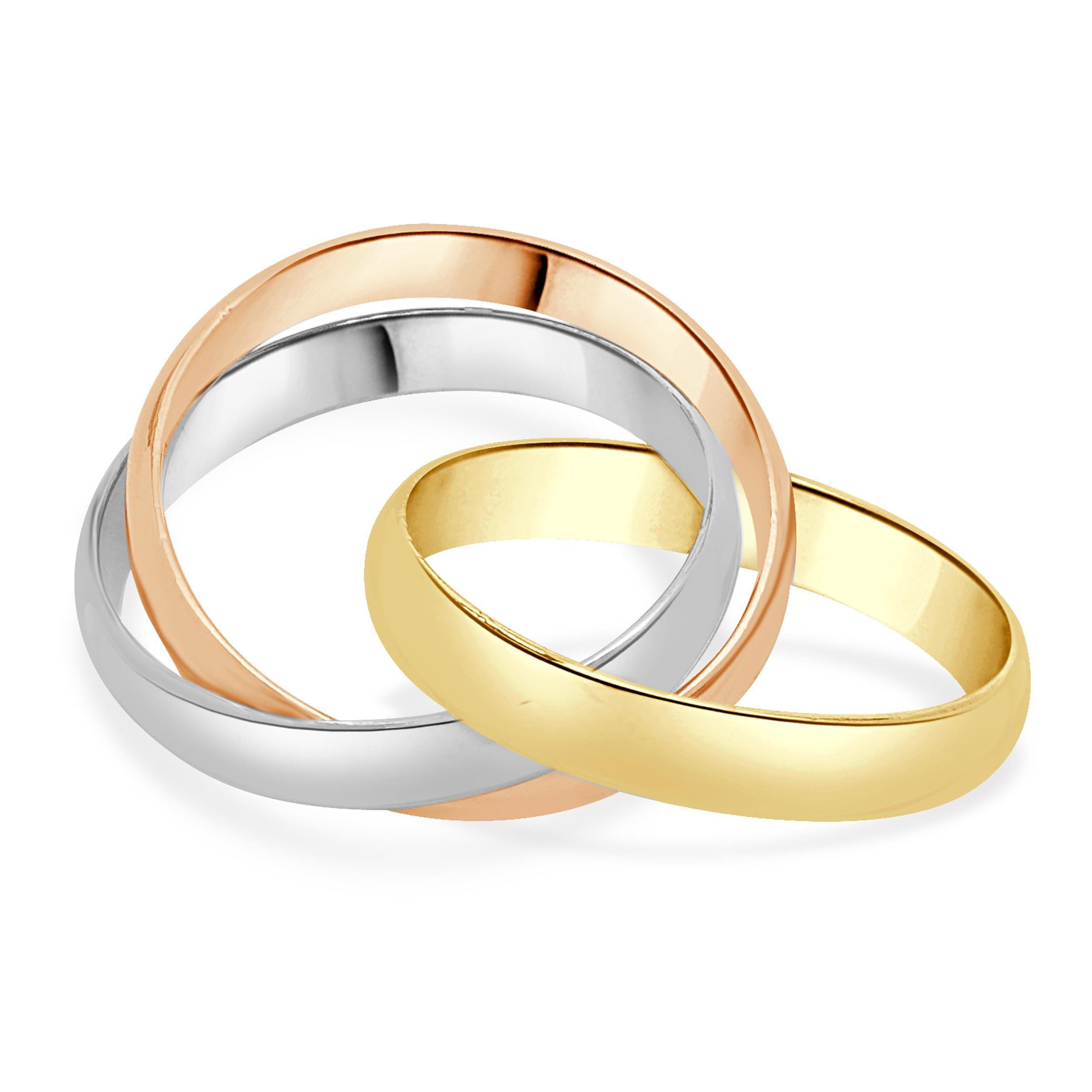 Women's Cartier 18 Karat Tri-Tone Gold Trinity Ring