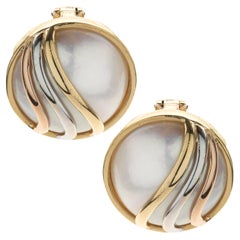 Cartier 18 Karat Tri Tone Trinity Mabe Pearl Earrings