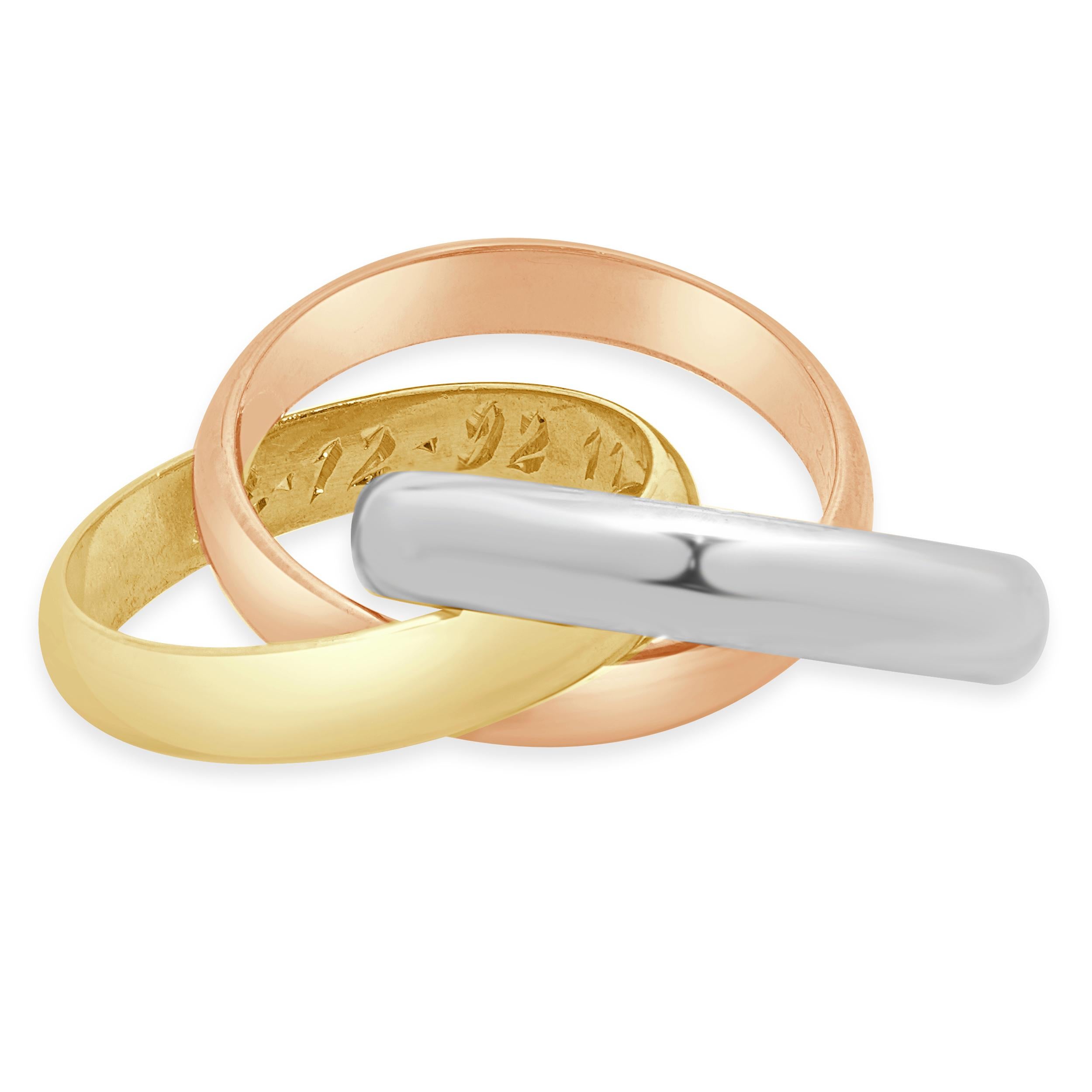 Cartier 18 Karat Tri-Tone Trinity Rolling Ring In condizioni ottime in vendita a Scottsdale, AZ