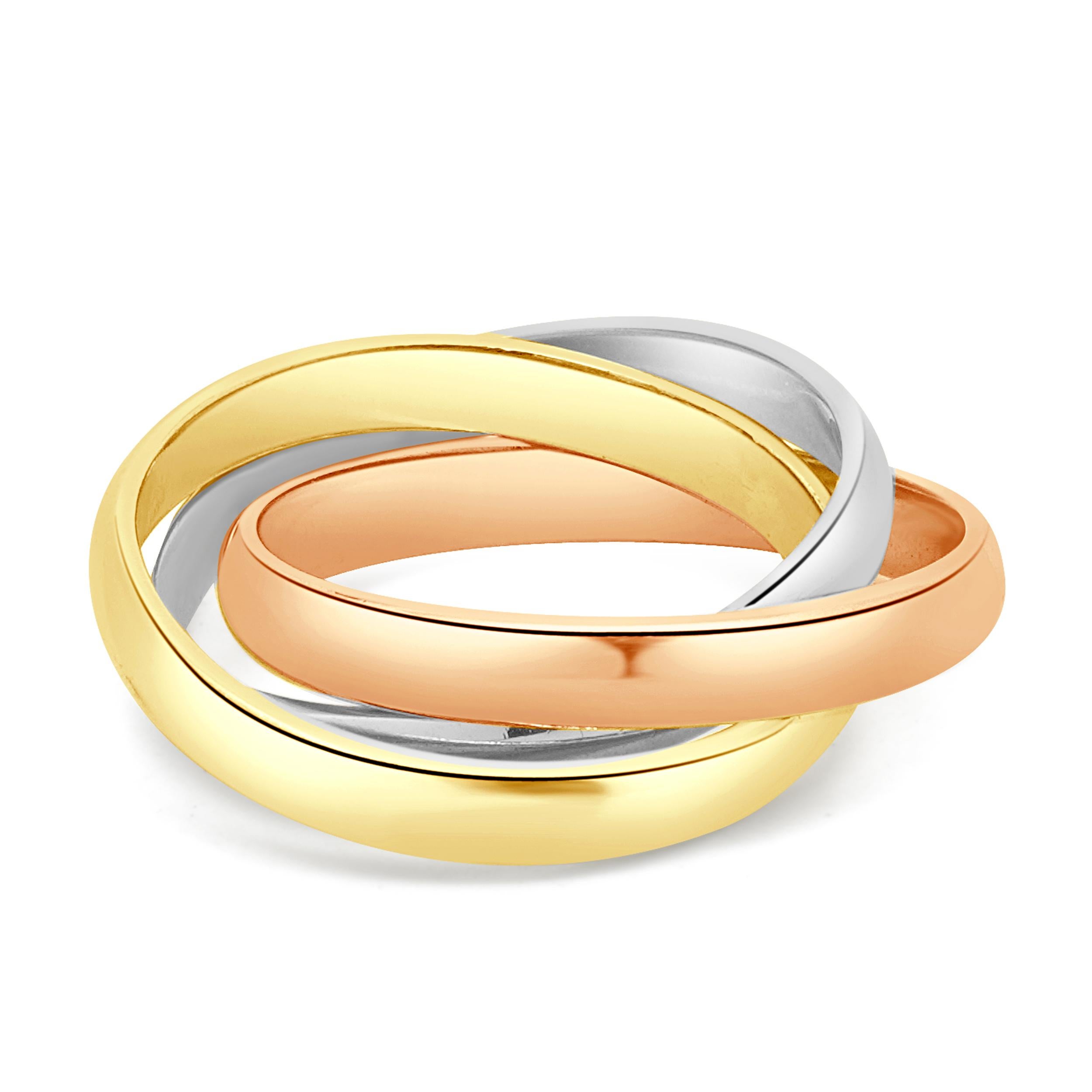 Donna Cartier 18 Karat Tri-Tone Trinity Rolling Ring in vendita