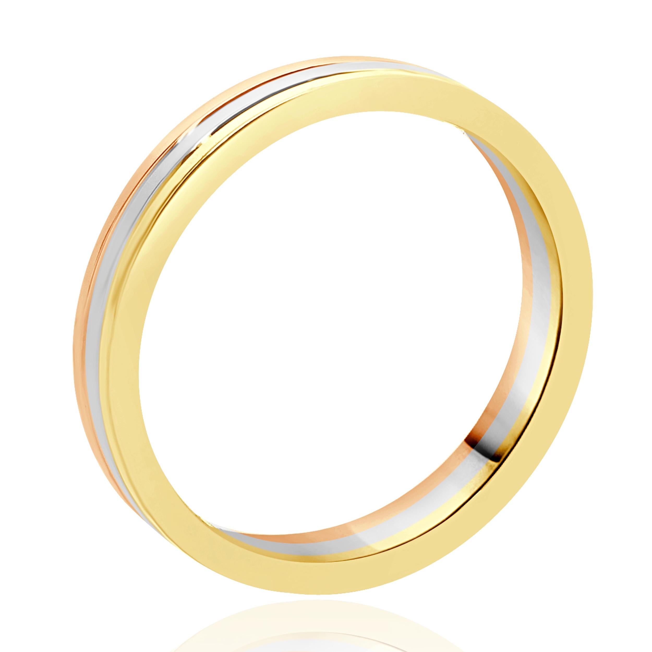 Women's Cartier 18 Karat Tri-Tone Vendome Louis Wedding Band