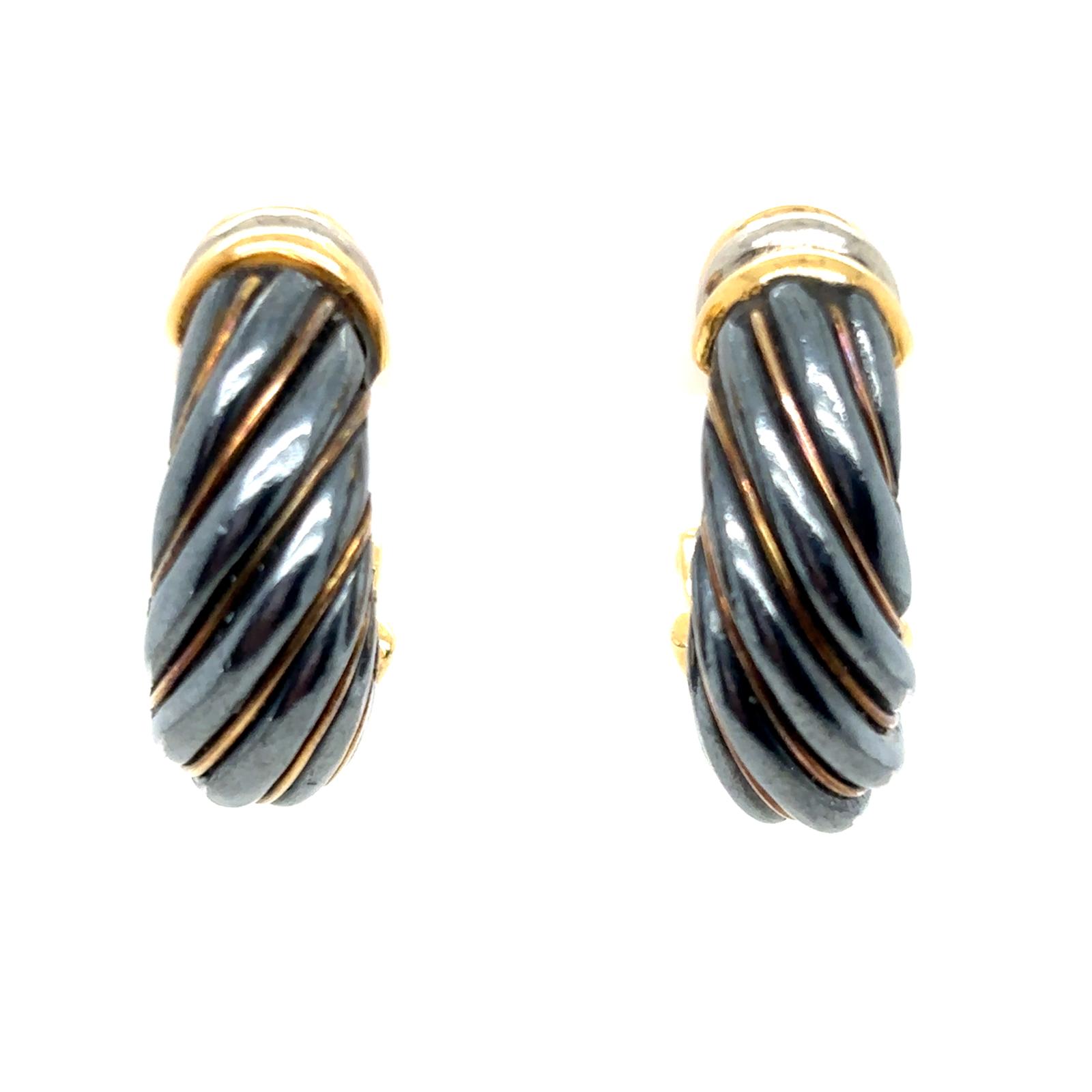 Orecchini a clip in oro e argento Cartier 18 carati tricolore