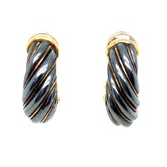 Boucles d'oreilles à pince en or tricolore et argent 18 carats de Cartier