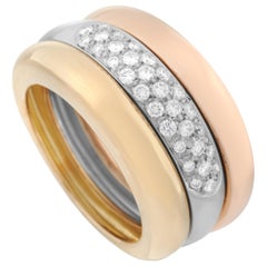 Cartier 18 Karat Tricolor Gold Stack 0.50 Carat Diamond Ring