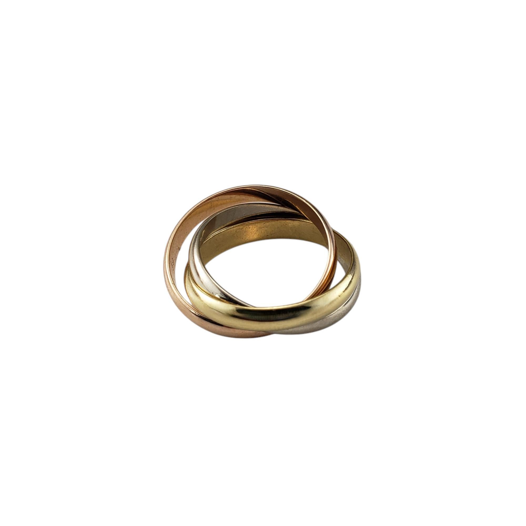 Cartier 18 Karat Tricolor Gold Trinity-Ring Größe 8,75 mit Schachtel #20328 (Zeitgenössisch) im Angebot