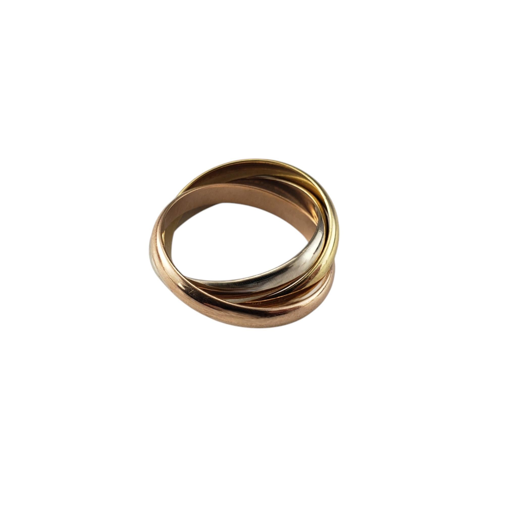 Cartier 18 Karat Tricolor Gold Trinity-Ring Größe 8,75 mit Schachtel #20328 im Zustand „Gut“ im Angebot in Washington Depot, CT