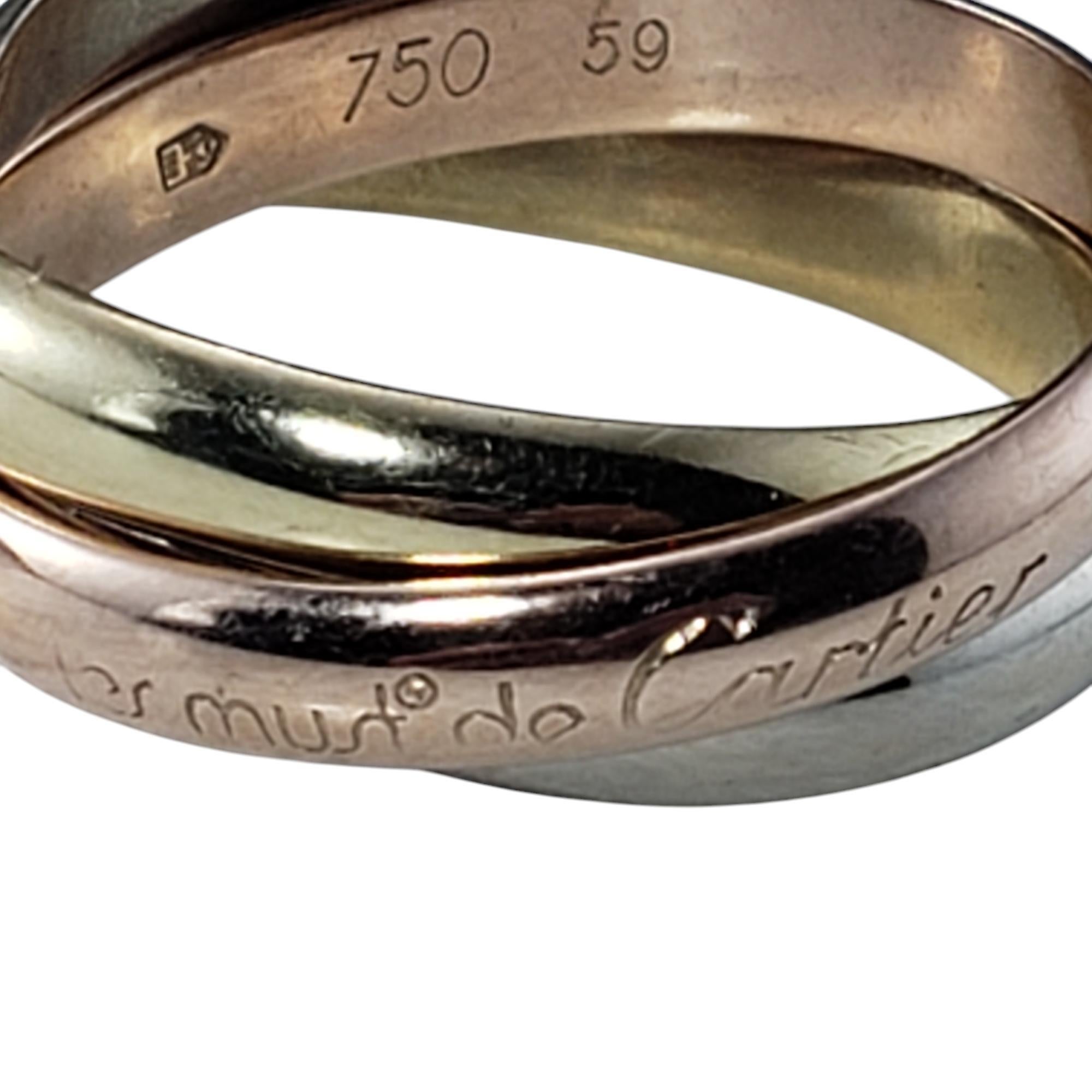 Cartier 18 Karat Tricolor Gold Trinity-Ring Größe 8,75 mit Schachtel #20328 Damen im Angebot