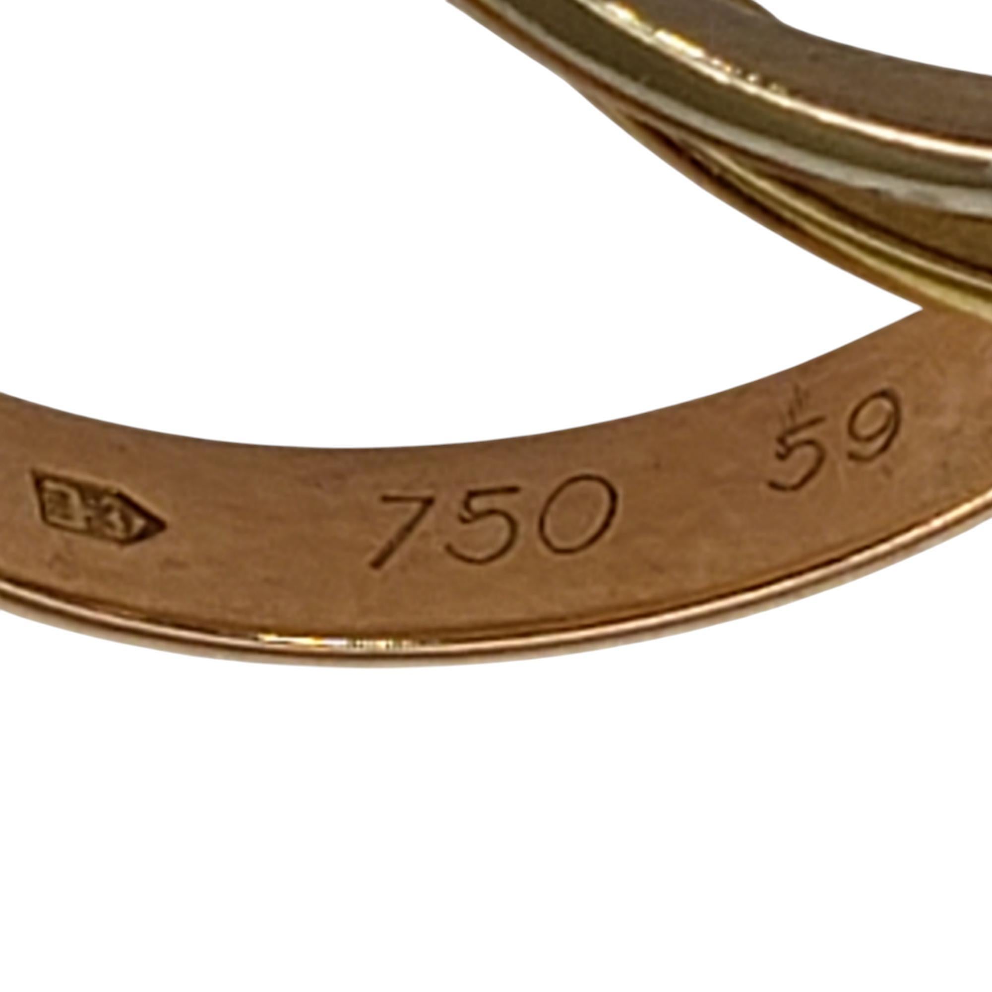 Cartier 18 Karat Tricolor Gold Trinity-Ring Größe 8,75 mit Schachtel #20328 im Angebot 1