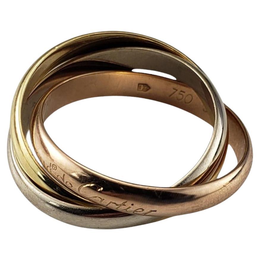 Cartier 18 Karat Tricolor Gold Trinity Band Ring Size 8.75 with box #20328