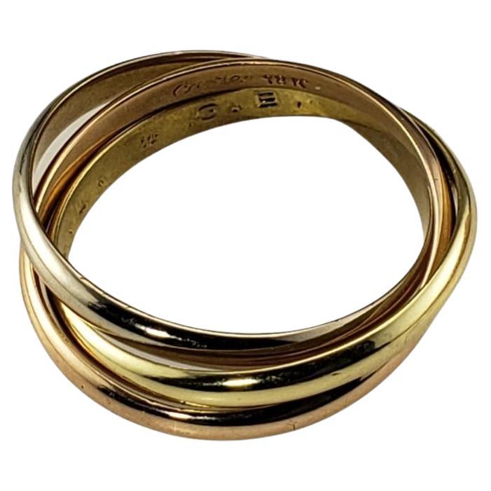 Cartier 18 Karat Tricolor Rolling Trinity Ring Size 8.5 #17087