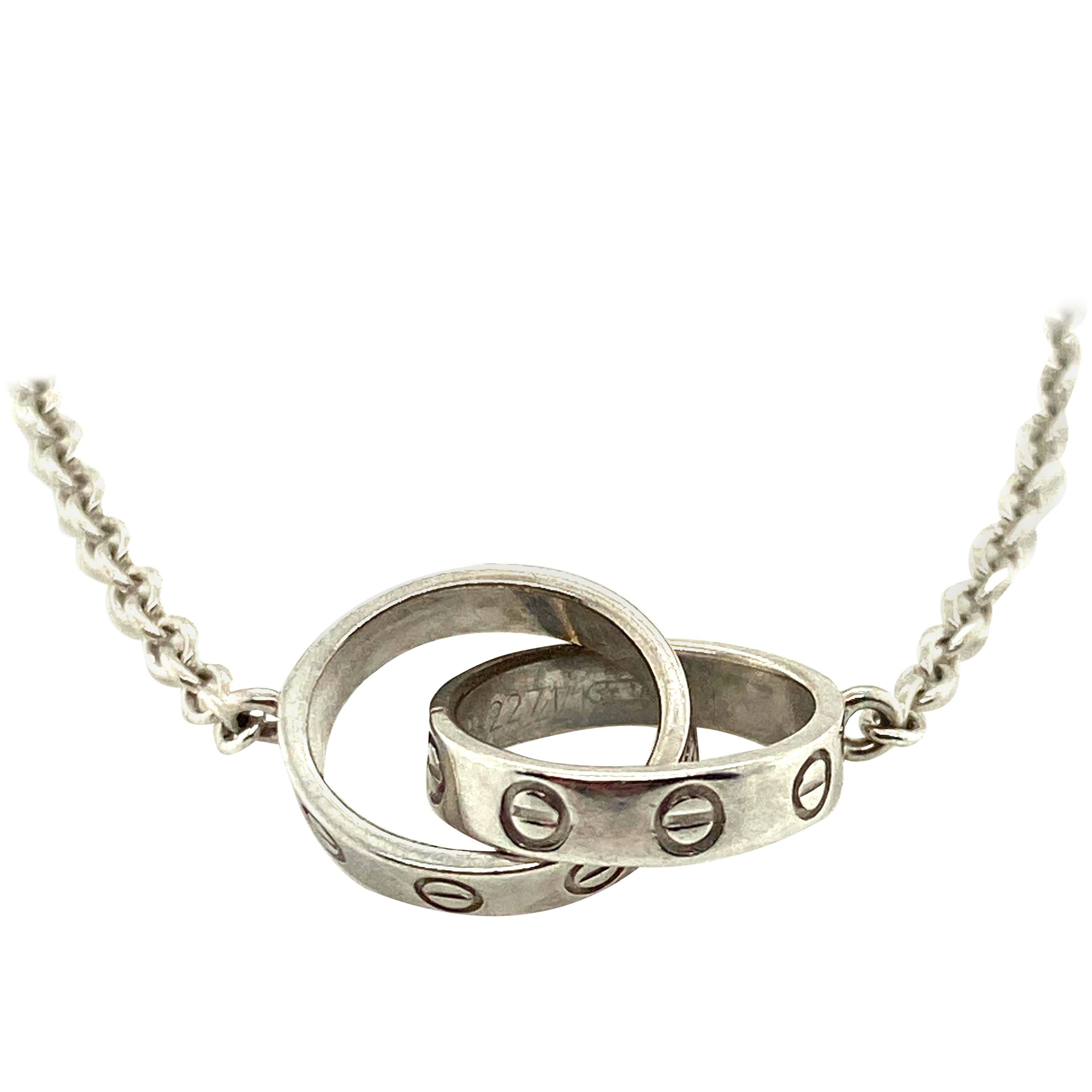 Cartier 18 Karat Two-Ring Love Necklace For Sale