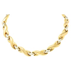 Cartier 18 Karat Two-Tone Gold Arabesque Puffy x Link Vintage Collar Necklace