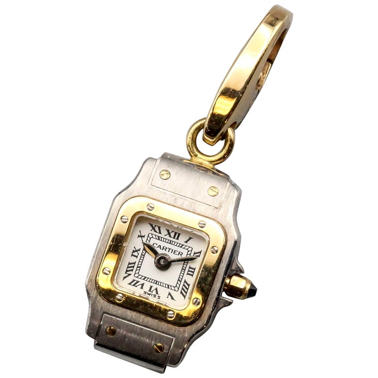 Cartier 18 Karat White And Yellow Gold Santos Watch Charm For Sale At 1stdibs