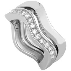 Cartier 18 Karat White Gold 0.30 Carat Diamond Band Ring Set