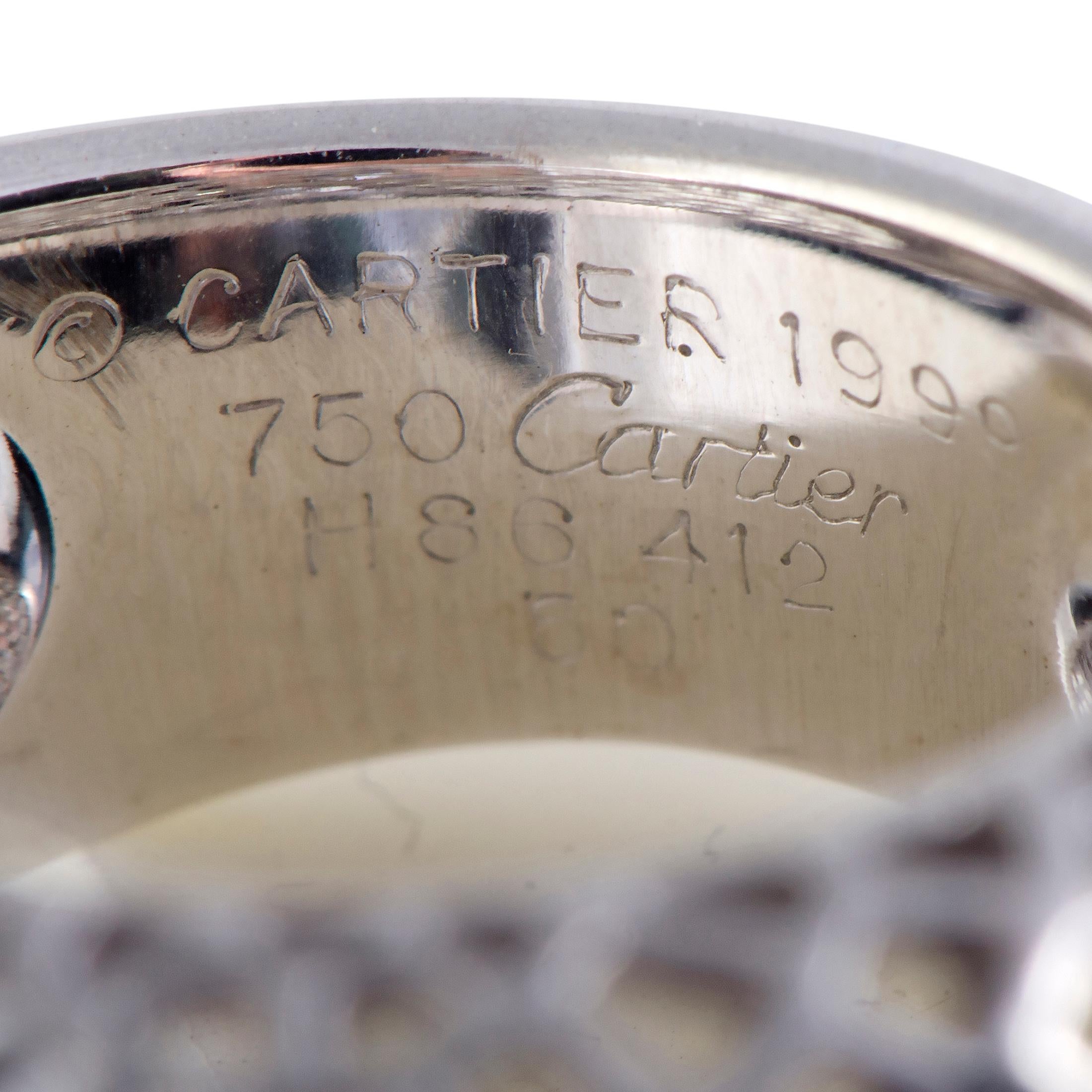 Women's Cartier 18 Karat White Gold 0.47 Carat Diamond Mesh Band Ring