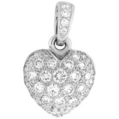 Cartier 18 Karat White Gold 0.50 Carat Full Diamond Pavé Heart Pendant