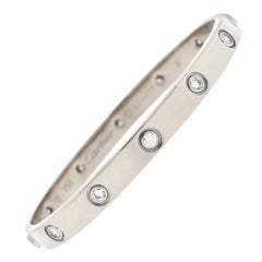 Cartier 18 Karat White Gold 10 Diamonds Love Bracelet Old Style