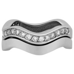 Cartier 18 Karat White Gold 2-Row Neptune Diamond Ring