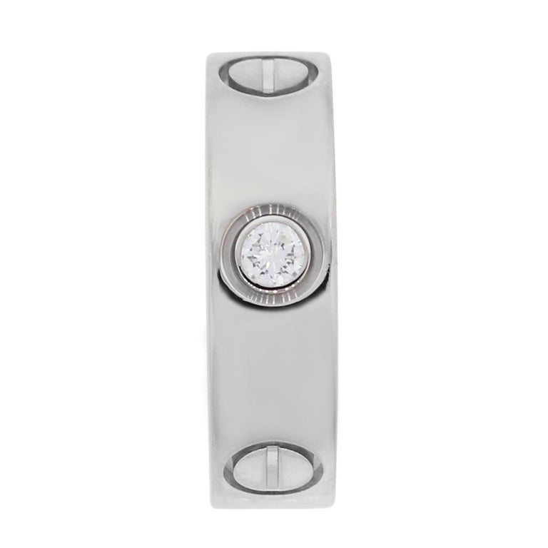 Cartier 18 Karat White Gold 3 Diamond Love Ring For Sale at 1stDibs