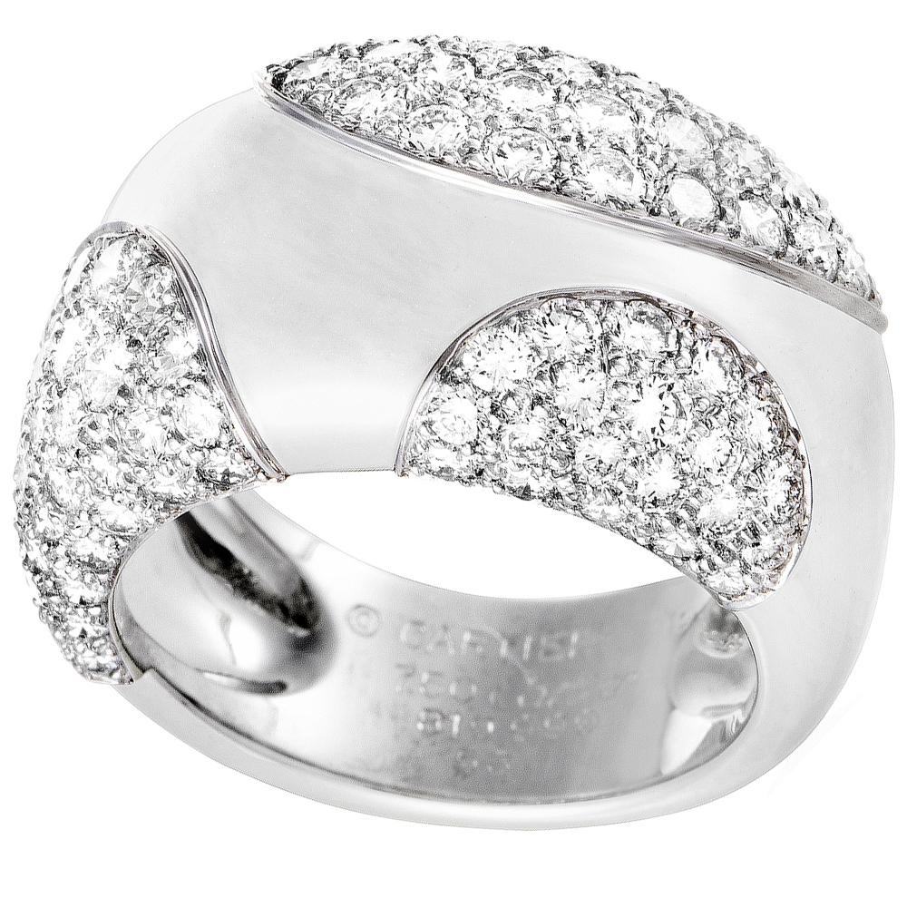 Women's Cartier 18 Karat White Gold 3.25 Carat Diamond Pave Band Ring