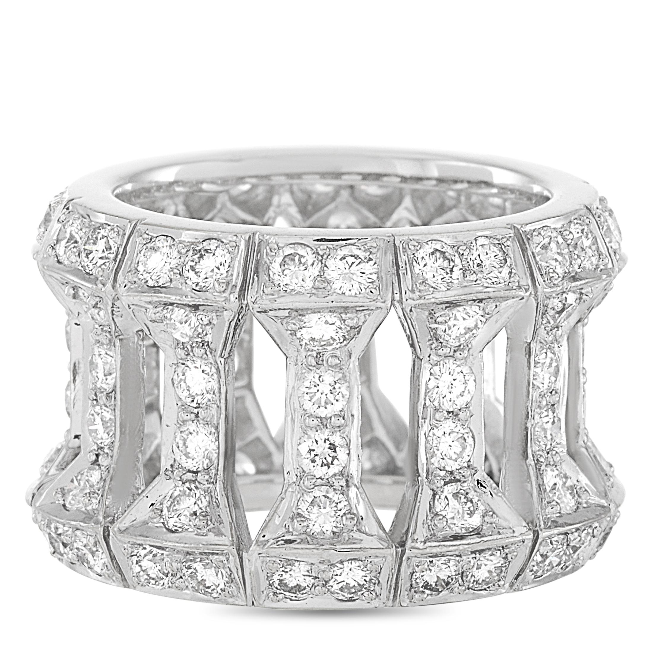 Cartier 18 Karat White Gold, 4.00 Carat Diamond Band Ring In Excellent Condition In Southampton, PA