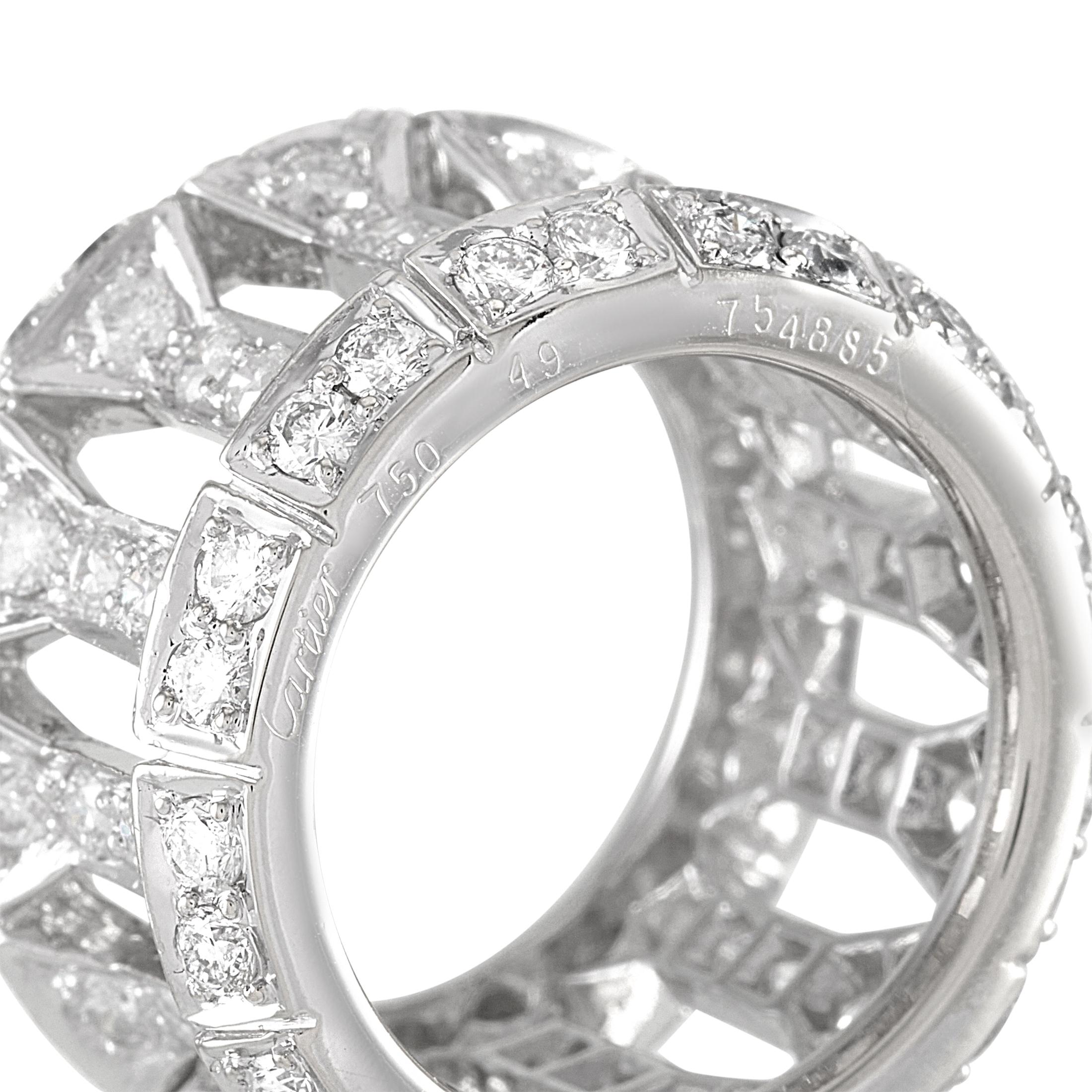 Women's Cartier 18 Karat White Gold, 4.00 Carat Diamond Band Ring