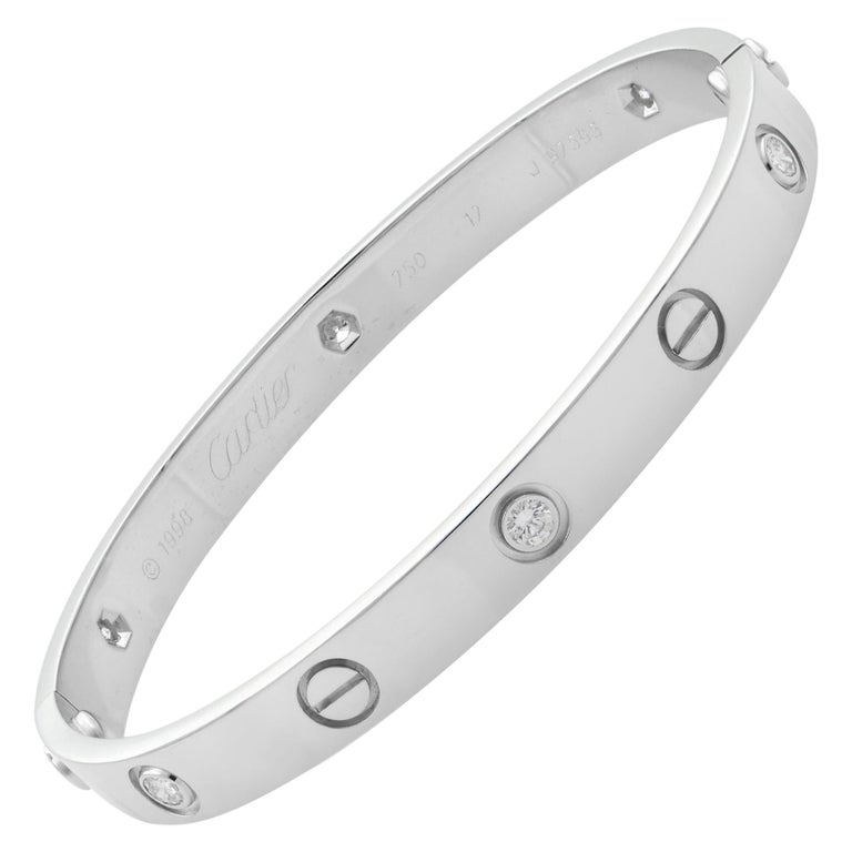 Cartier 18k White Gold 6 Diamond Love Bracelet With Screwdriver Size 17 At 1stdibs Cartier Love Screwdriver Cartier Love Bracelet Screwdriver Gold Bracelet With Screwdriver