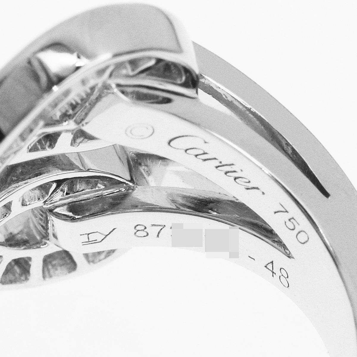 Cartier Bague Agrafe en or blanc 18 carats et diamants Bon état - En vente à Tokyo, JP