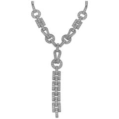 Cartier 18 Karat White Gold Agrafe Panthere Diamonds Necklace
