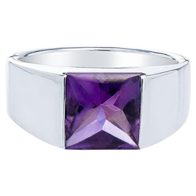 Cartier 18 Karat White Gold Amethyst Tank Ring