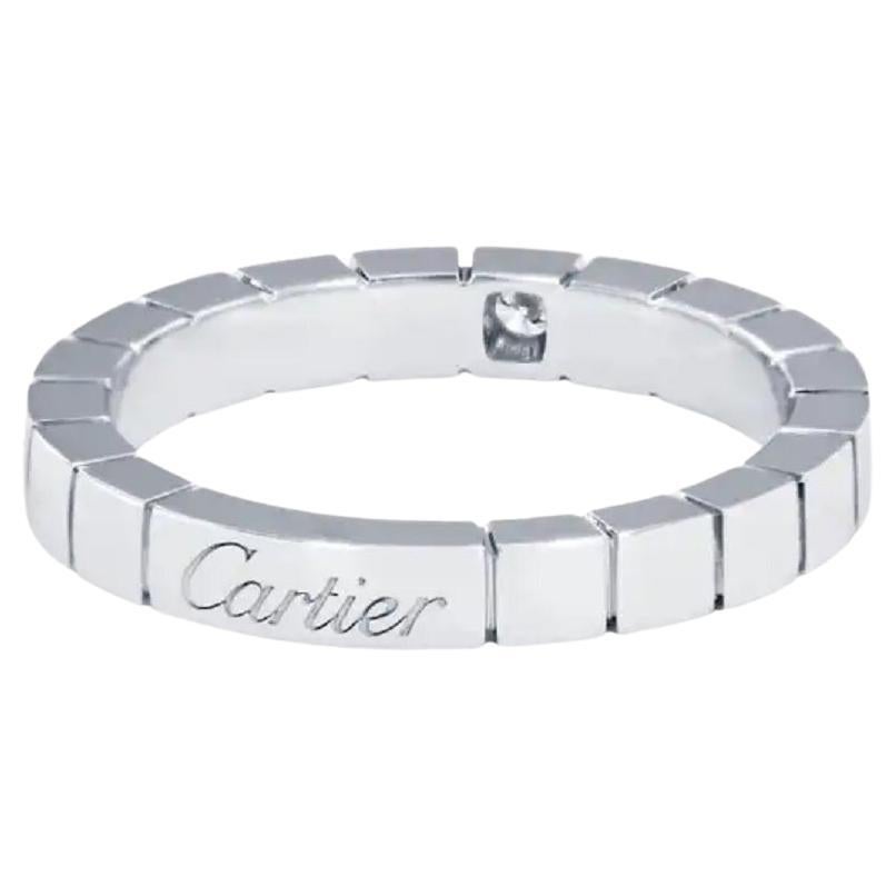 Cartier 18 Karat White Gold and Diamond Lanieres  Ring size 7 For Sale