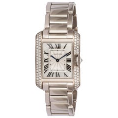 Cartier 18 Karat White Gold and Diamonds Tank Anglaise Medium WT100028