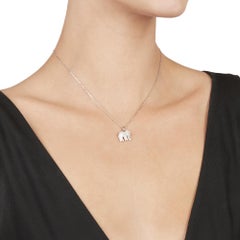 Cartier 18 Karat White Gold Bespoke Diamond and Ruby Elephant Pendant Necklace