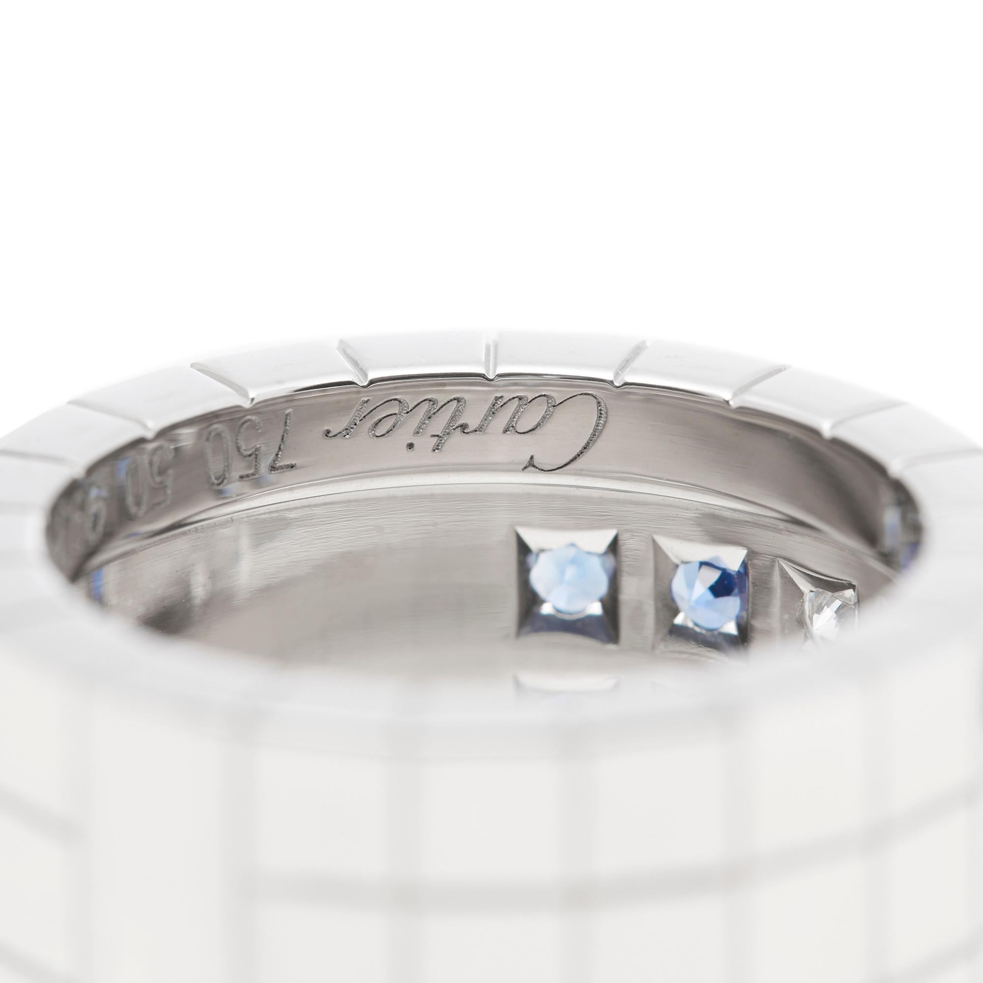 Cartier 18 Karat White Gold Blue Sapphire and White Diamond Lanieres Band Ring 1