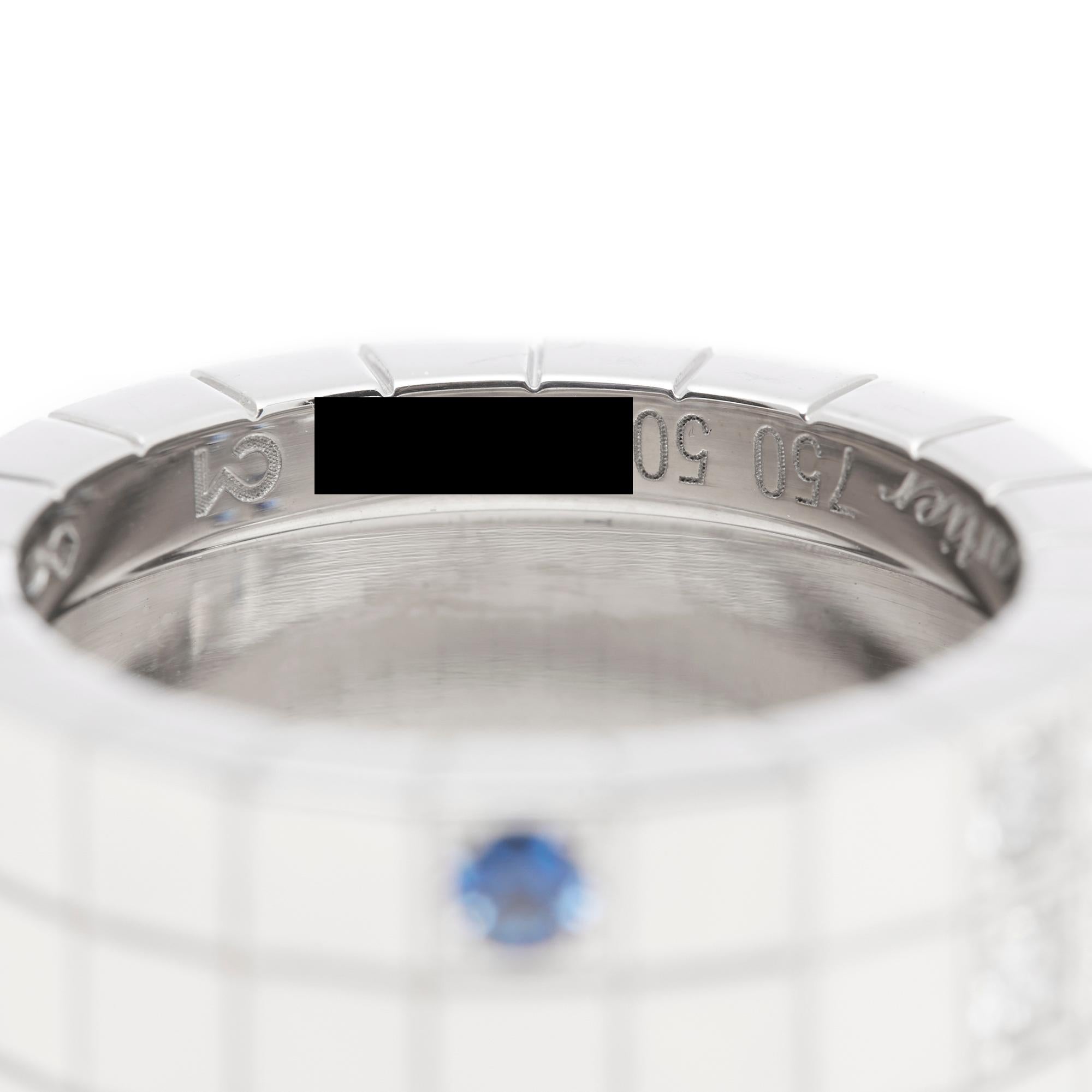 Cartier 18 Karat White Gold Blue Sapphire and White Diamond Lanieres Band Ring 3