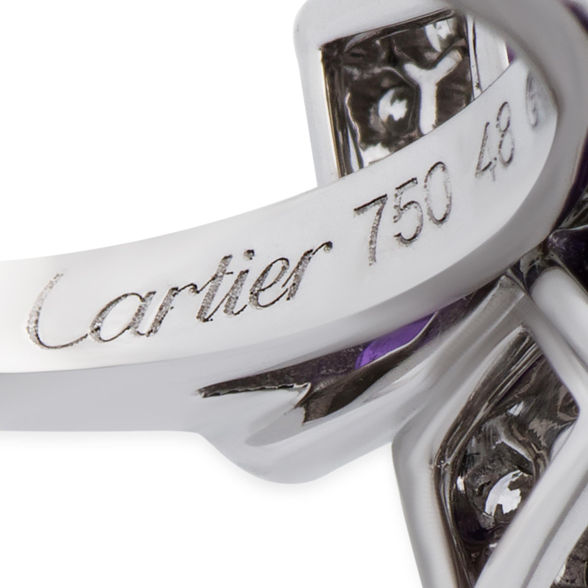 Cartier 18 Karat White Gold Carasse D'Orchidee Amehtyst Diamond Ring 1