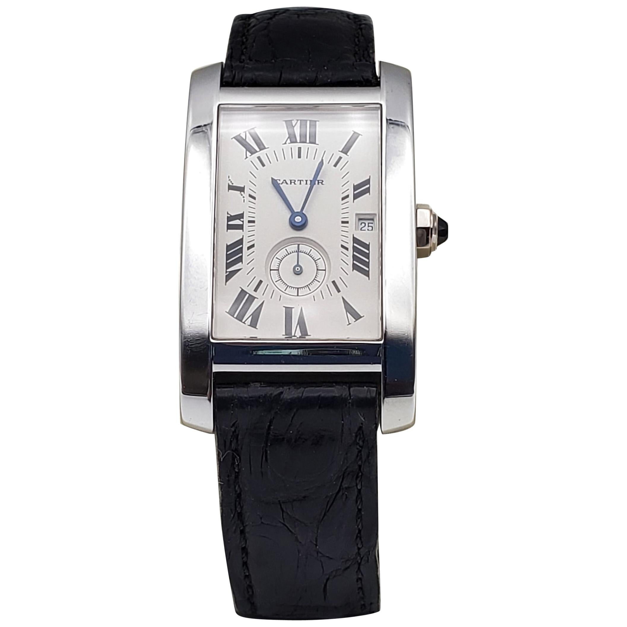 Cartier Tank Americaine, 18kt White Gold Cartier Tank, 1980s, 3012905, Quartz