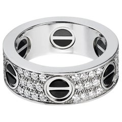 Cartier 18 Karat White Gold Ceramic Love Diamond-Paved Ring