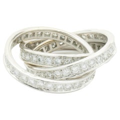 Cartier 18 Karat White Gold Channel Set Diamond Trinity Rolling Ring