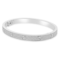Cartier 18 Karat White Gold Classic Pave Diamond Love Bracelet